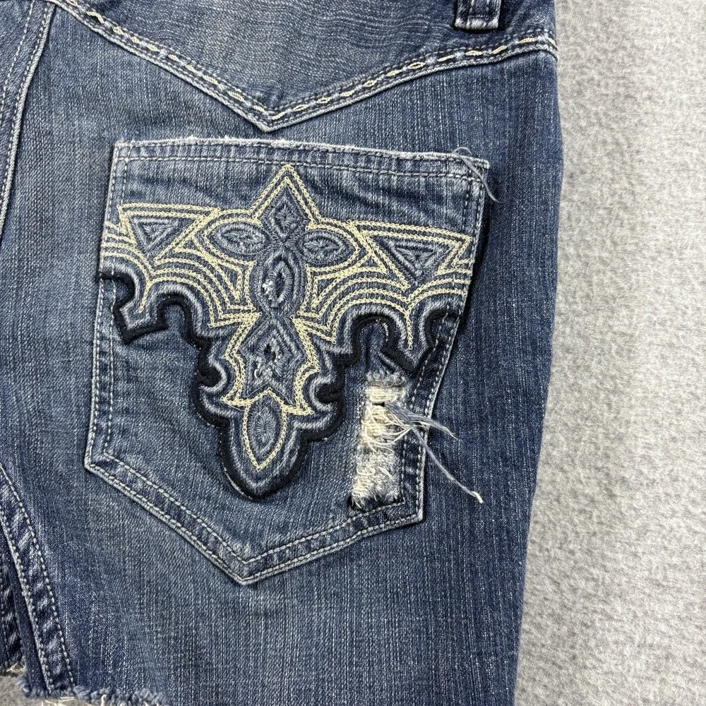 Antik Denim Womens Low Rise Cutoff Shorts 32 Distressed Embroidered Y2K Western